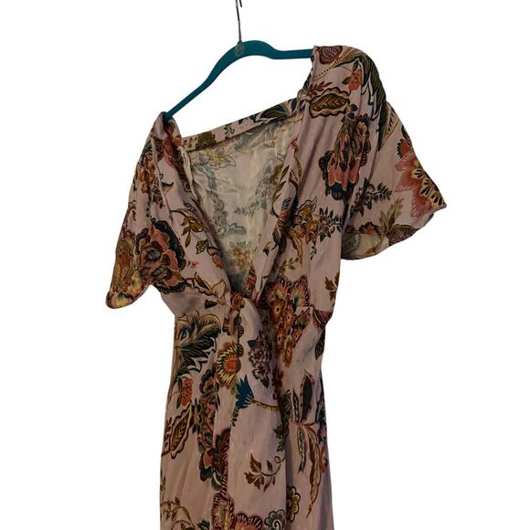 Kachel Anthropologie Pink Floral Flutter Sleeve Slip Dress Sz 6 N - Picture 10 of 10